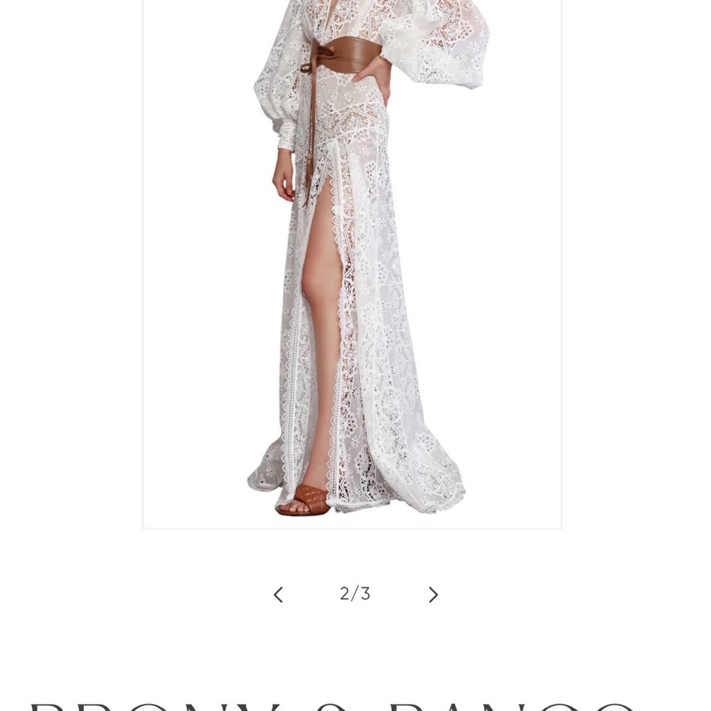 Bronx and Banco Women's Adele Belted Sheer Lace Maxi Dress S bridal shower - Picture 4 of 4